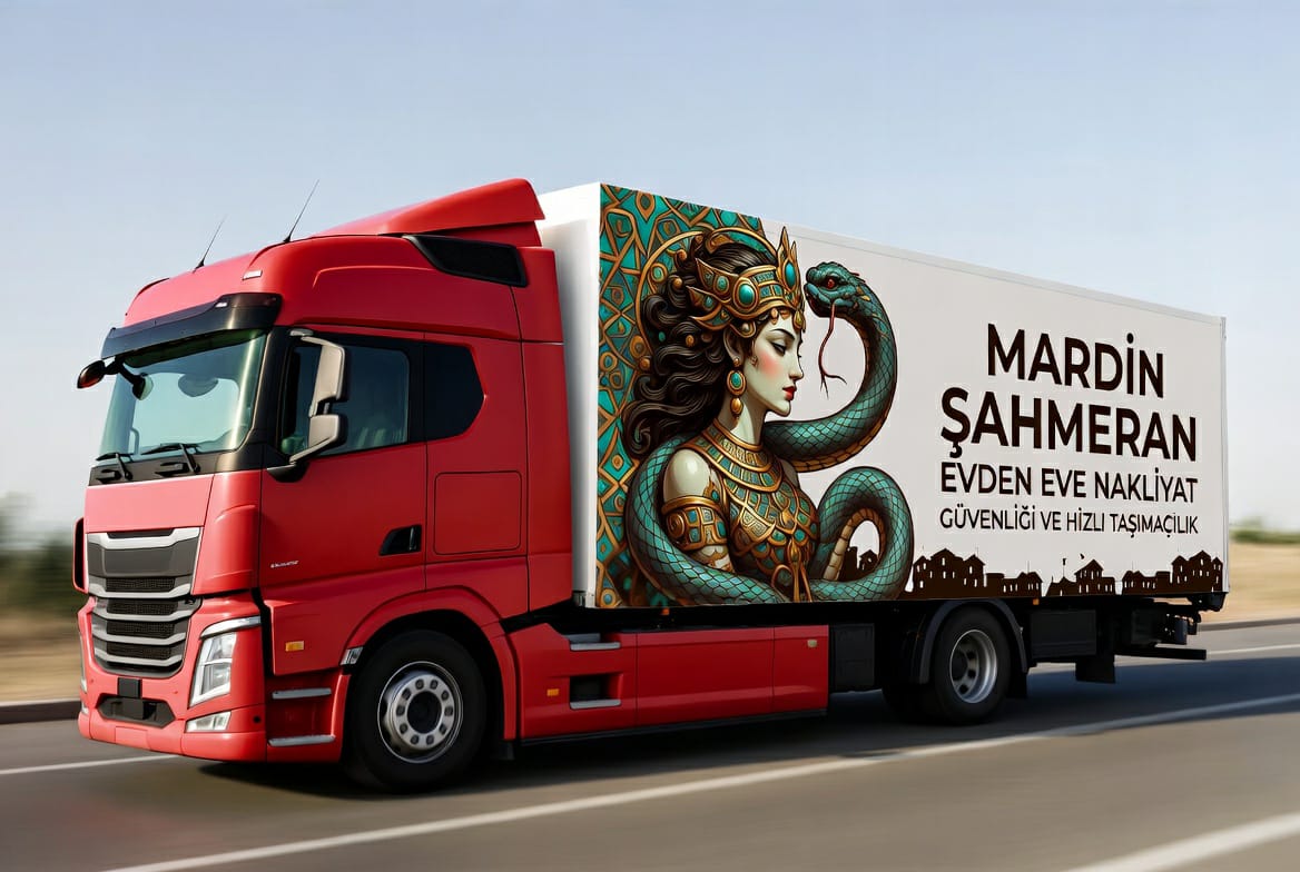 Mardin Şahmeran nakliyat firmasının Şahmeran figürlü kamyonu